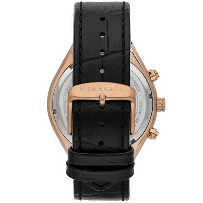 Maserati Stile Chronograph R8871642001 Rose Gold Black Dial Leather Men's Watch
