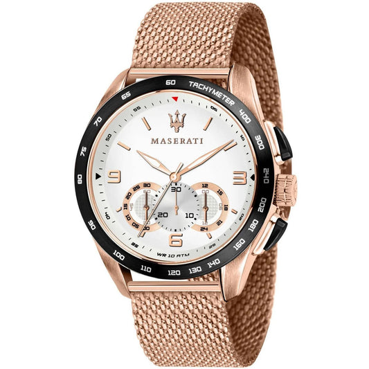Maserati Traguardo R8873612011 Rose Gold Mesh White Racing Dial Men's Watch