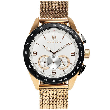 Maserati Traguardo R8873612011 Rose Gold Mesh White Racing Dial Men's Watch