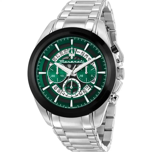 Maserati Traguardo R8873612060 Silver Green Skeleton Dial Metal Men's Watch