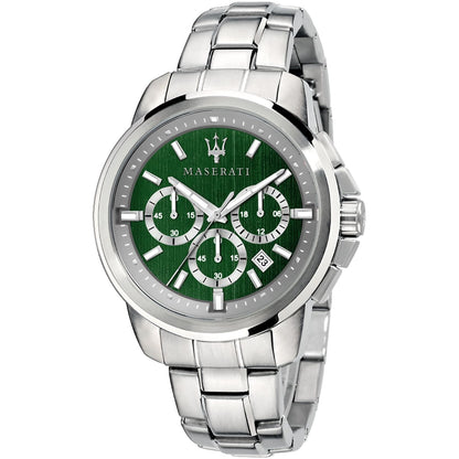 Maserati Successo R8873621017 Men's Silver Case Green Sunray Dial Watch