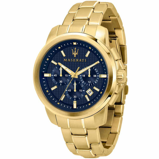 Maserati Successo R8873621021 Gold Tone Textured Blue Dial Men's Watch