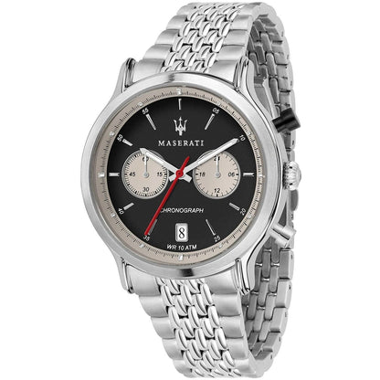 Maserati Legend R8873638001 Silver-Tone Black Panda Dial Men's Watch