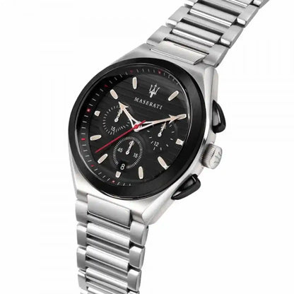 Maserati Triconic R8873639002 Silver-Tone Black Racing Dial Men's Watch