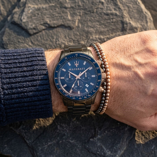 Maserati Sfida R8873640001 Gunmetal Blue Dial Metal Men's Watch