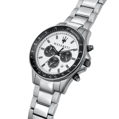 Maserati Sfida R8873640003 Silver-Tone White Panda Dial Men's Watch