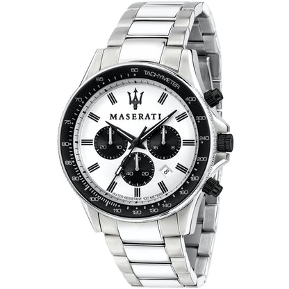 Maserati Sfida R8873640003 Silver-Tone White Panda Dial Men's Watch
