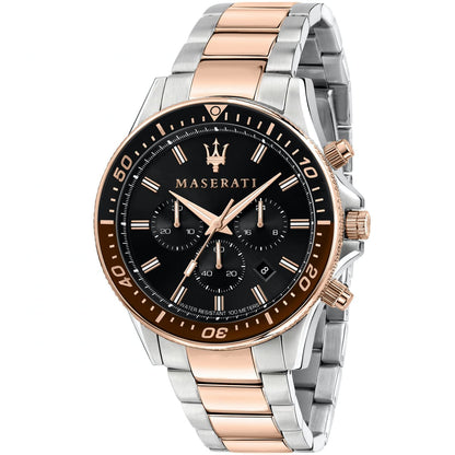 Maserati Sfida R8873640009 Two-Tone Rose Gold Black Dial Men's Watch