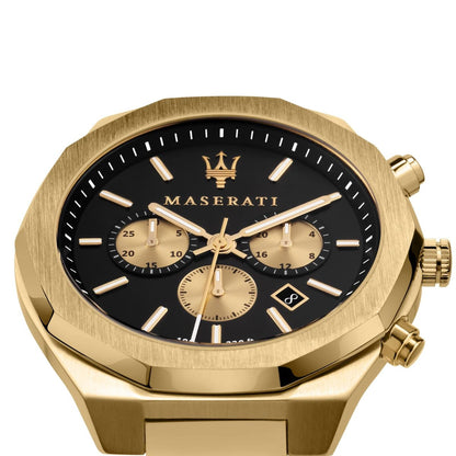 Maserati Stile Chronograph R8873642001 Full Gold Black Dial Men's Watch