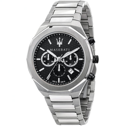 Maserati Stile R8873642004 Silver-Tone Black Textured Dial Men's Watch