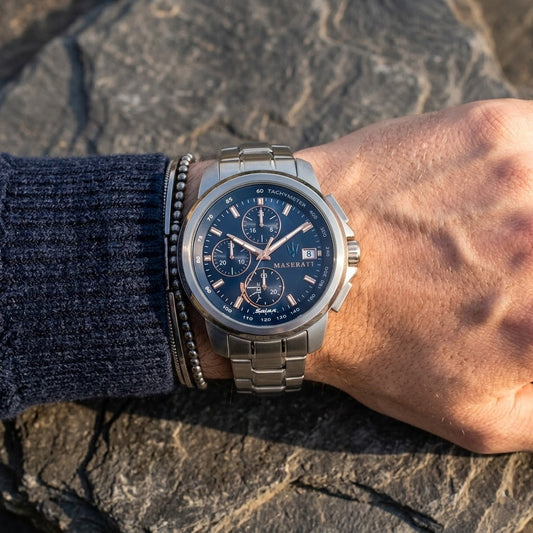 Maserati Successo Solar R8873645004 Silver Blue Dial Men's Watch