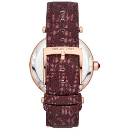 Michael Kors Parker MK2974 Rose Gold Watch with Burgundy Genuine Leather Strap
