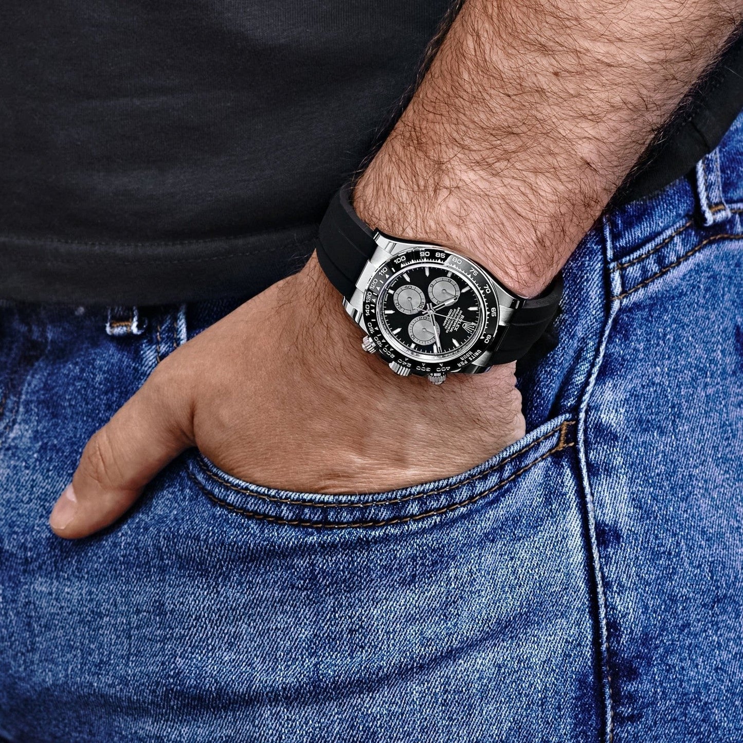 Rolex Cosmograph Daytona Watch For Men - Black Dial