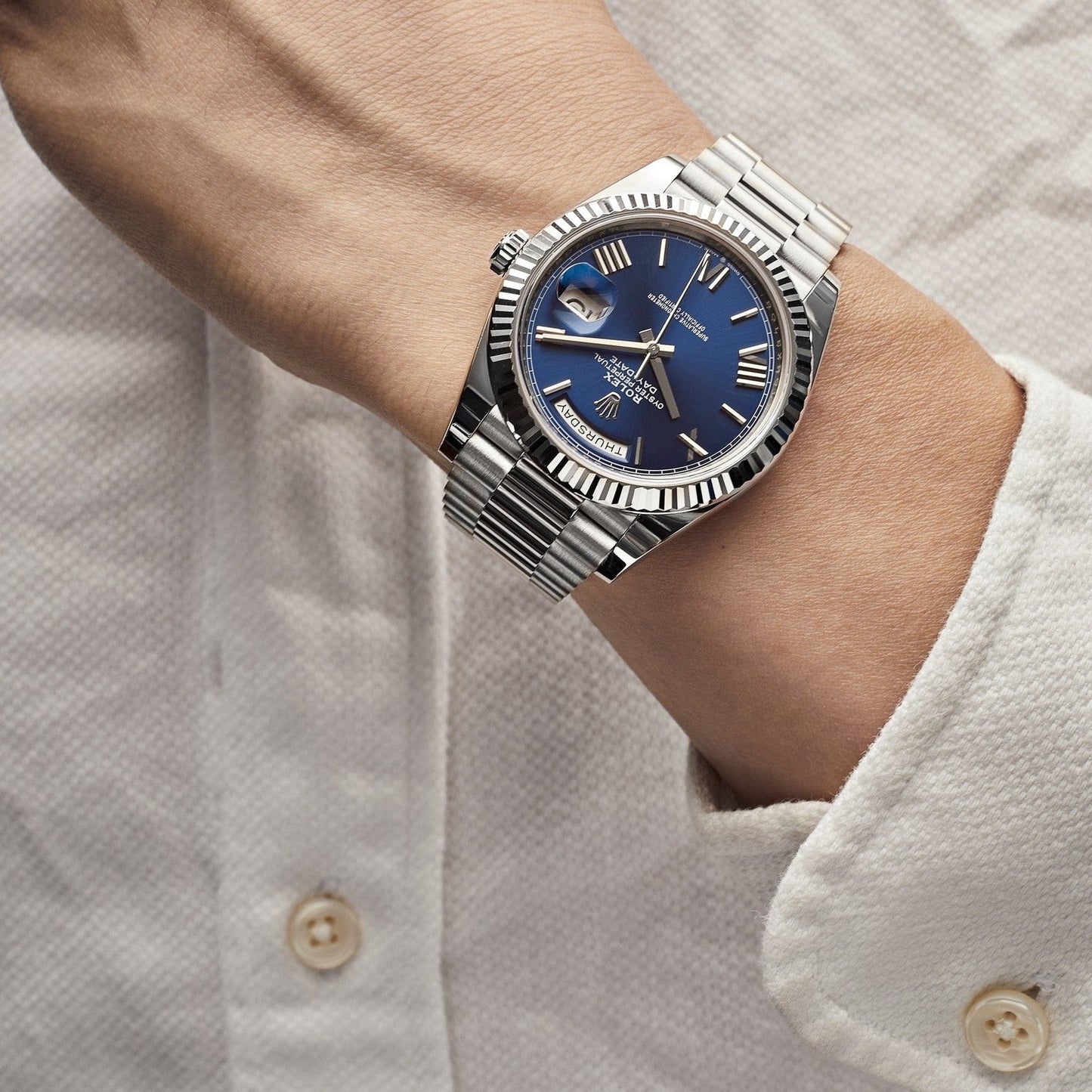 Rolex Day-Date Watch For Men - Navy Dial