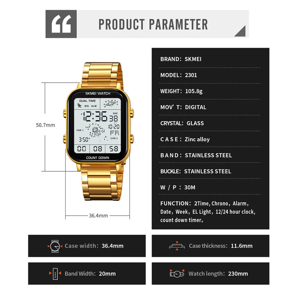 Skmei 2301 Men Digital Watch Chronograph Sport Electronic Bracelet