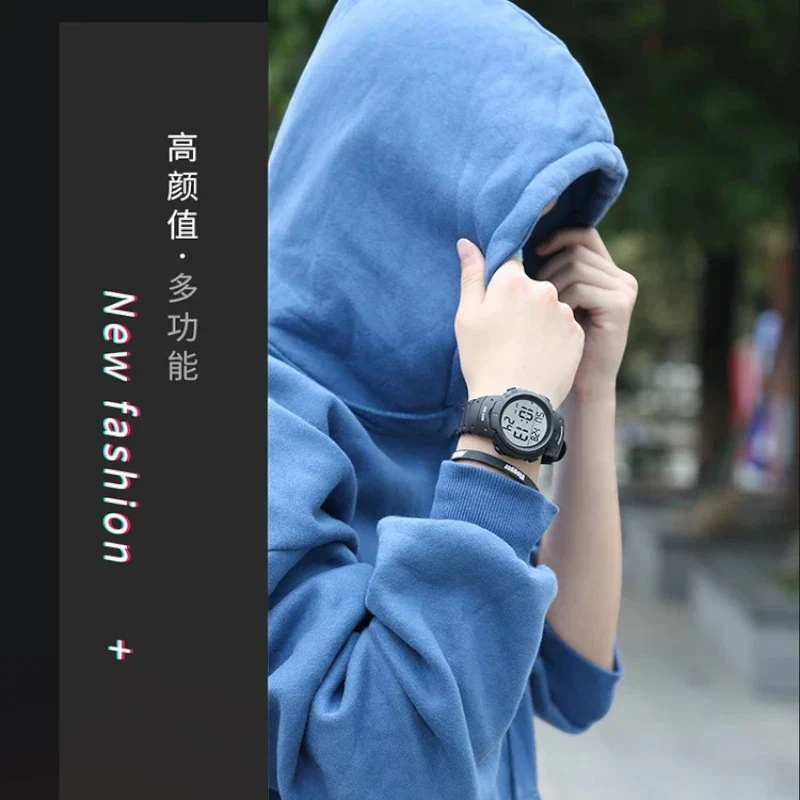 SKMEI 1068 ساعة يد رياضية رقميه اسود مع ازرق متعددة الوظائف مقاومة للماء للجنسين