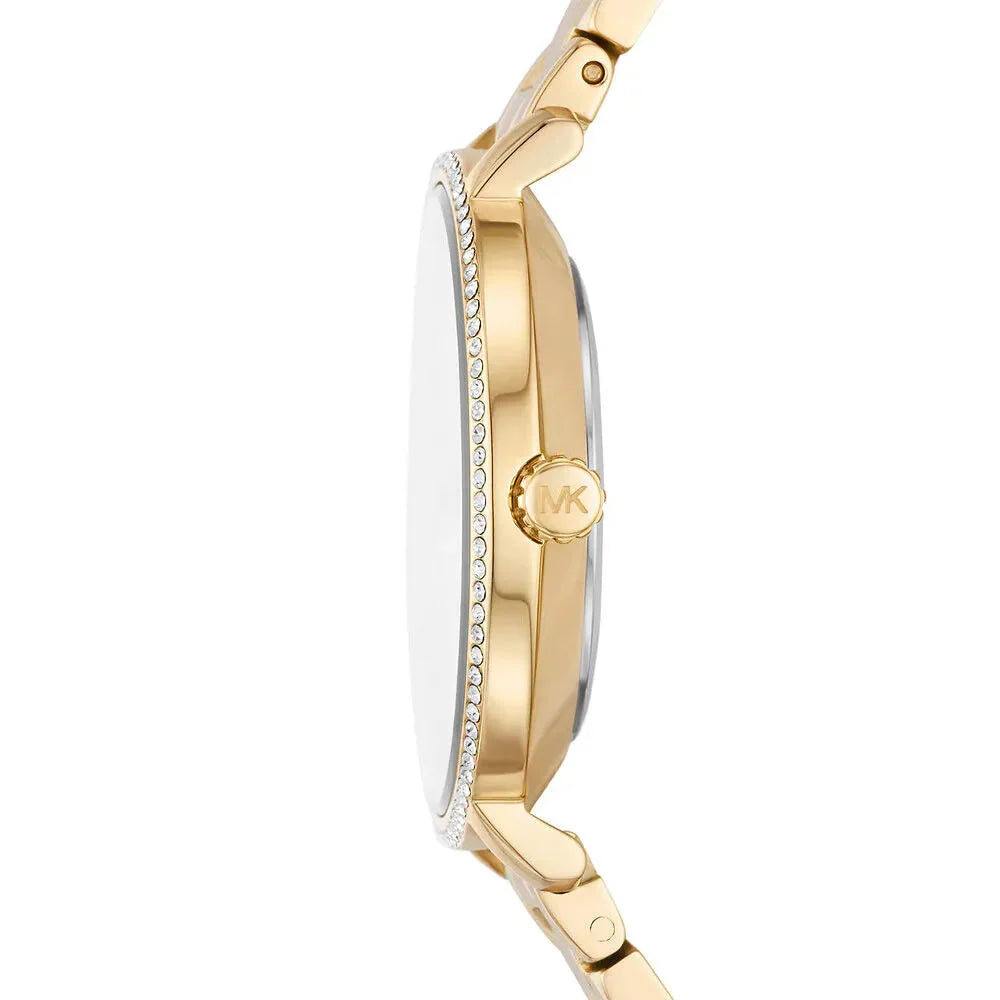Michael Kors Pyper MK1065 Gold-Tone Watch with White Mother of Pearl Dial