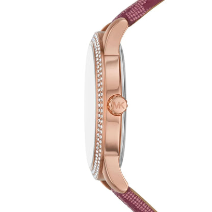 Michael Kors Camille MK2967 Rose Gold Watch with Burgundy MK Logo Strap