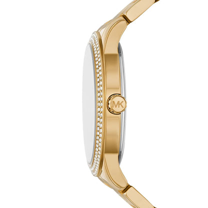 Michael Kors Tibby MK6879 Gold-Tone Watch with Crystal Bezel and MK Logo Dial