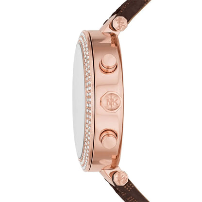 Michael Kors Parker MK6917 Rose Gold Watch with Brown MK Logo Strap