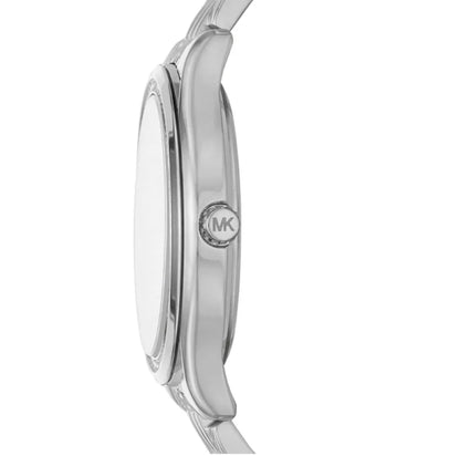 Michael Kors Runway MK7075 Silver Watch with White Mother of Pearl Roman Dial