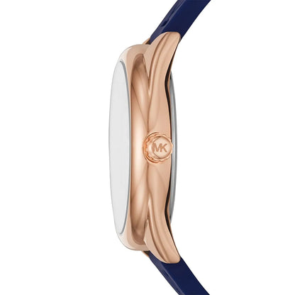 Michael Kors Janelle MK7140 Rose Gold Watch with Navy Blue Silicone Strap