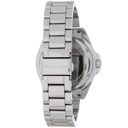Michael Kors Runway MK6554 Silver Watch with Crystal Encrusted MK Logo Dial