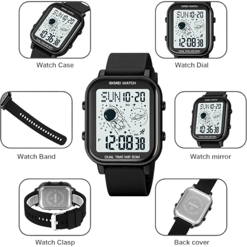 SKMEI 1971 ساعة رياضية رقمية نحاسي مع اسود