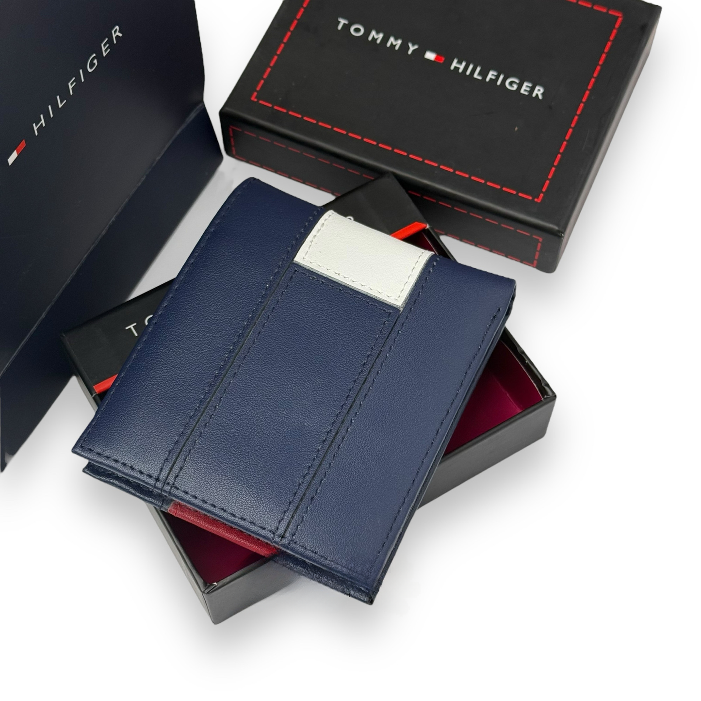 TH Navy Leather Bifold Wallet For Men 4#