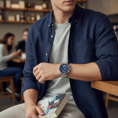 Tommy Hilfiger Kane 1710401 Silver Case Blue Dial Steel Men's Watch