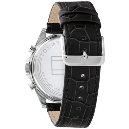 Tommy Hilfiger Damon 1710449 Multi-Function Black Dial Men's Black Leather Watch