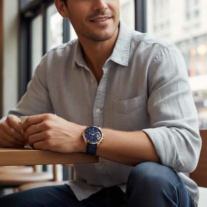 Tommy Hilfiger Damon 1710451 Multi-Function Blue Dial Men's Blue Leather Watch