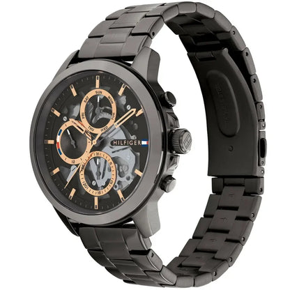 Tommy Hilfiger Henry 1710479 Gunmetal Skeleton Dial Rose Gold Accents Men's Watch
