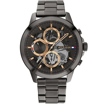 Tommy Hilfiger Henry 1710479 Gunmetal Skeleton Dial Rose Gold Accents Men's Watch