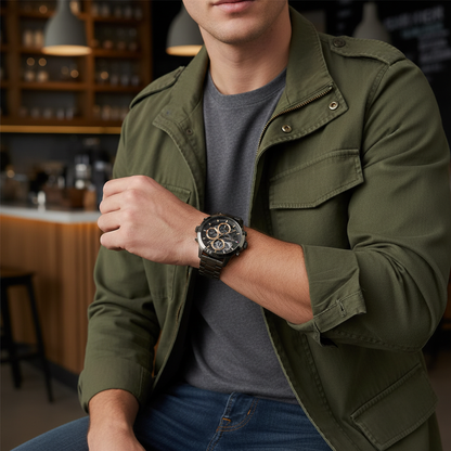 Tommy Hilfiger Henry 1710479 Gunmetal Skeleton Dial Rose Gold Accents Men's Watch