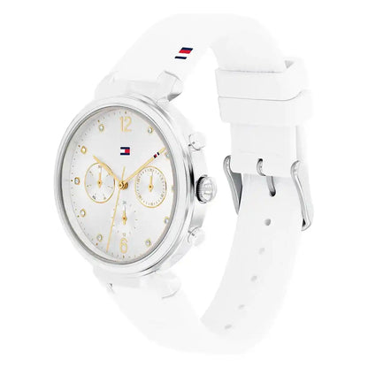 Tommy Hilfiger Ivy 1782342 Women's Silver Case White Dial White Rubber Watch