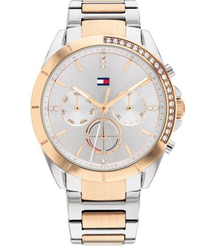 Tommy Hilfiger Kennedy 1782387 Two-Tone Silver & Rose Gold Crystal Bezel Women's Watch