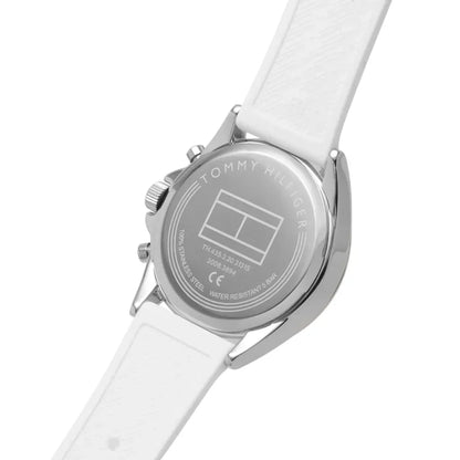 Tommy Hilfiger Kennedy 1782388 Women's Silver & Gold Case White Rubber Watch