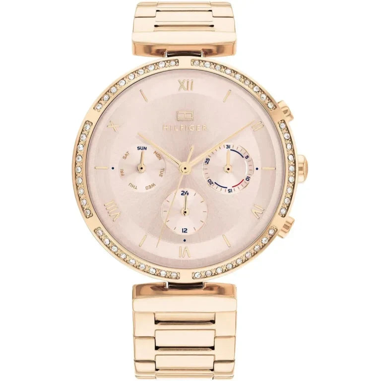 Tommy Hilfiger Luna 1782391 Gold Case Rose Gold Dial Crystal Bezel Women's Watch