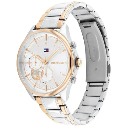 Tommy Hilfiger Quinn 1782415 Two-Tone Silver & Rose Gold Semi-Skeleton Women's Watch