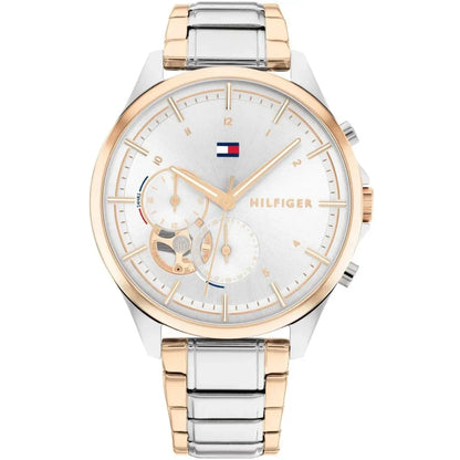 Tommy Hilfiger Quinn 1782415 Two-Tone Silver & Rose Gold Semi-Skeleton Women's Watch