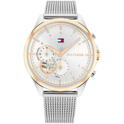 Tommy Hilfiger Quinn 1782416 Silver Mesh Rose Gold Bezel Women's Watch