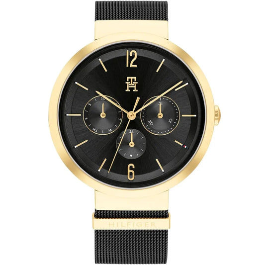Tommy Hilfiger Lidia 1782540 Gold Case Black Dial Black Mesh Women's Watch