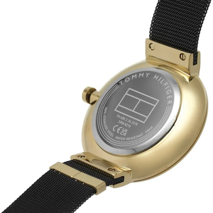 Tommy Hilfiger Lidia 1782540 Gold Case Black Dial Black Mesh Women's Watch