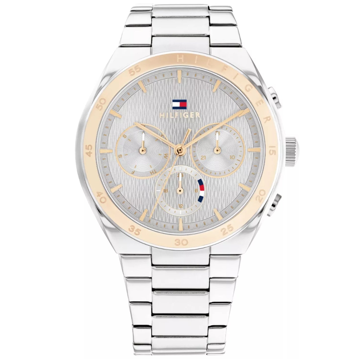 Tommy Hilfiger Tea 1782573 Two-Tone Silver & Rose Gold Wavy Dial Women's Watch