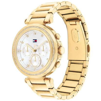 Tommy Hilfiger Emily 1782703 Gold Case Silver Dial Crystal Bezel Women's Watch