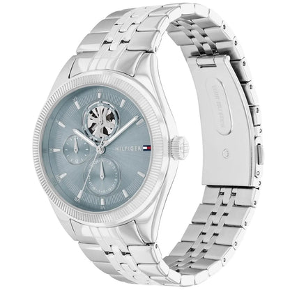 Tommy Hilfiger Monica 1782714 Silver Case Light Blue Skeleton Dial Women's Watch