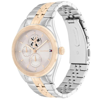 Tommy Hilfiger Monica 1782716 Two-Tone Skeleton Dial Fluted Bezel Women's Watch