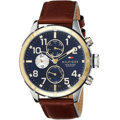 Tommy Hilfiger Trent 1791137 Two-Tone Case Blue Dial Brown Leather Men's Watch