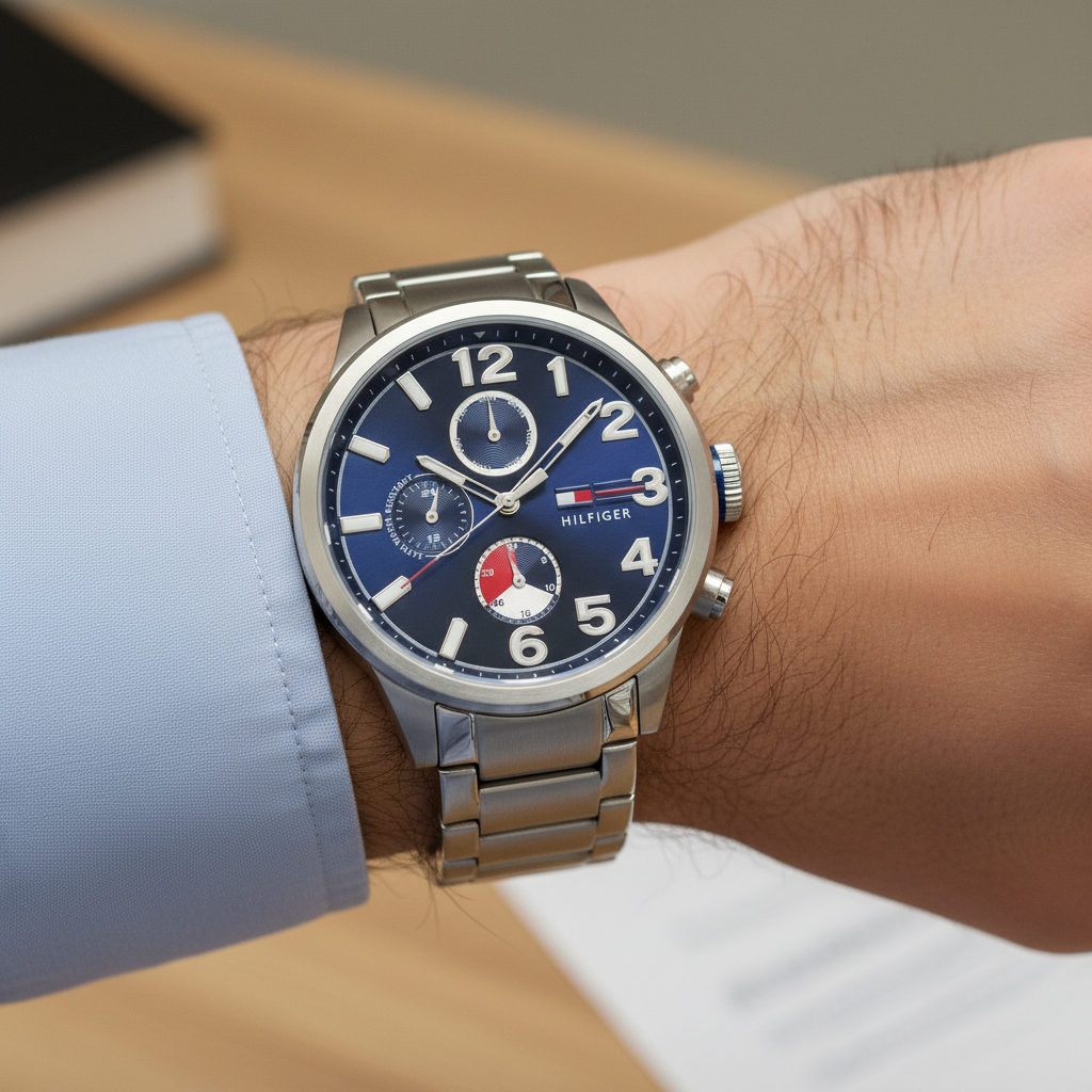 Tommy Hilfiger Jackson 1791242 Silver Case Blue Dial Steel Men's Watch
